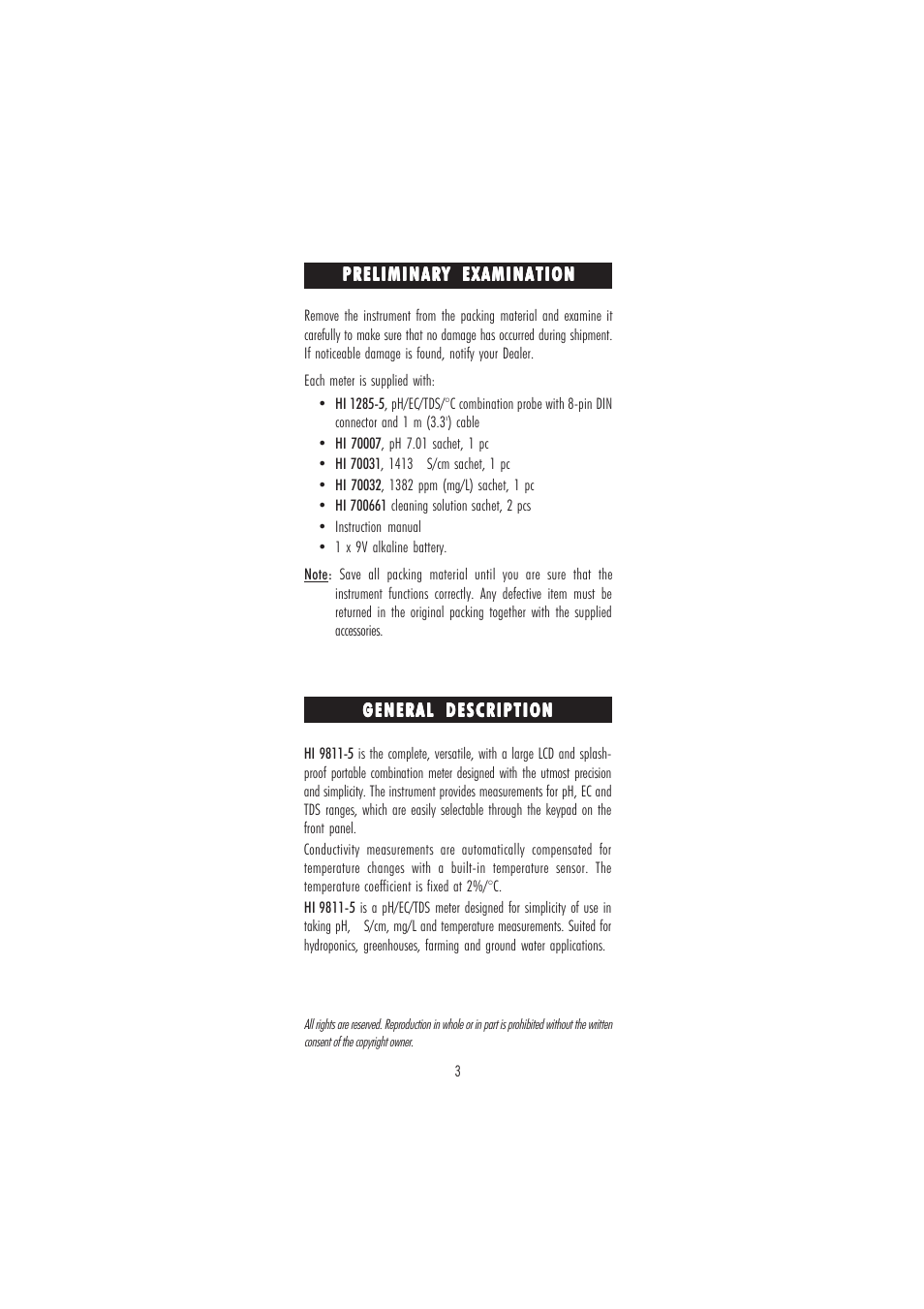 Hanna Instruments HI 9811-5 User Manual | Page 3 / 16