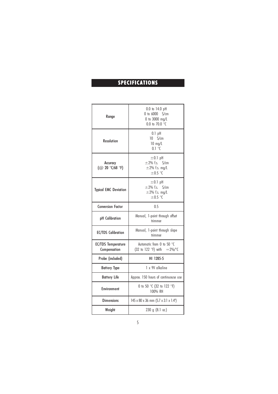Hanna Instruments HI 9811-5 User Manual | Page 5 / 16