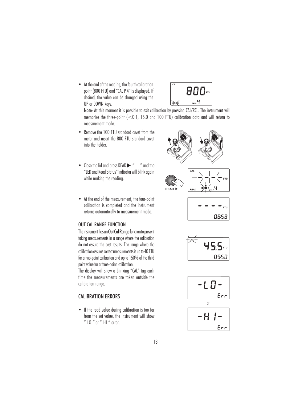 Calibration errors | Hanna Instruments HI847492 User Manual | Page 13 / 28