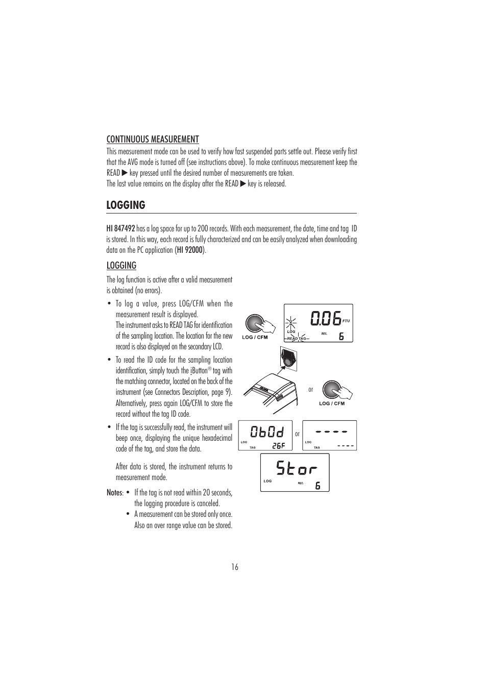 Logging | Hanna Instruments HI847492 User Manual | Page 16 / 28