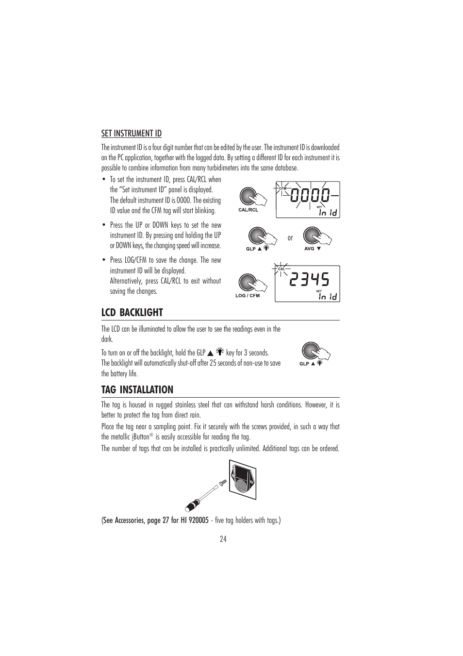 Lcd backlight tag installation | Hanna Instruments HI847492 User Manual | Page 24 / 28