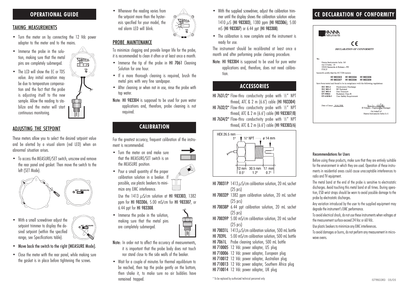Hanna Instruments HI 983303 User Manual | Page 2 / 2