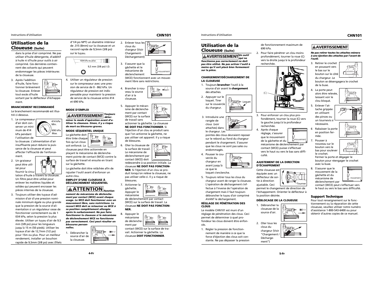 Built to last, Attention, Utilisation de la cloueuse | Campbell Hausfeld CHN101 User Manual | Page 12 / 12