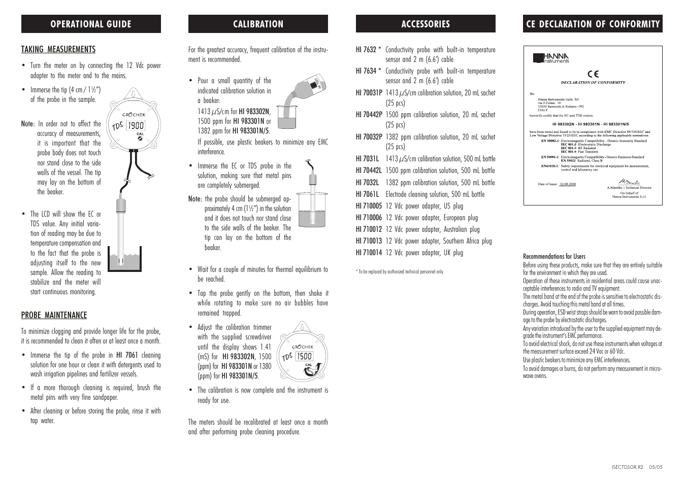 Hanna Instruments HI 983301N User Manual | Page 2 / 2