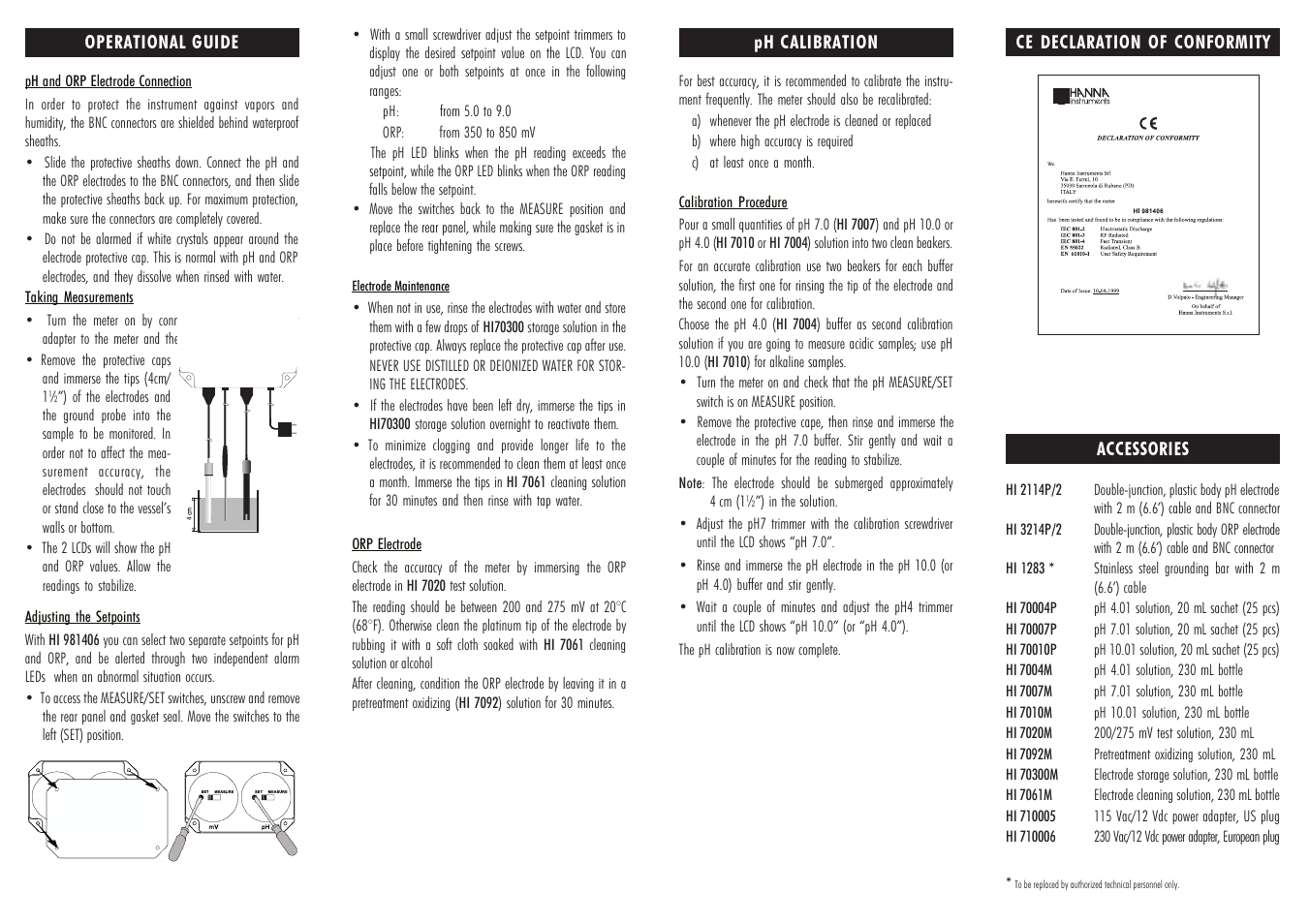 Hanna Instruments HI 981406 User Manual | Page 2 / 2
