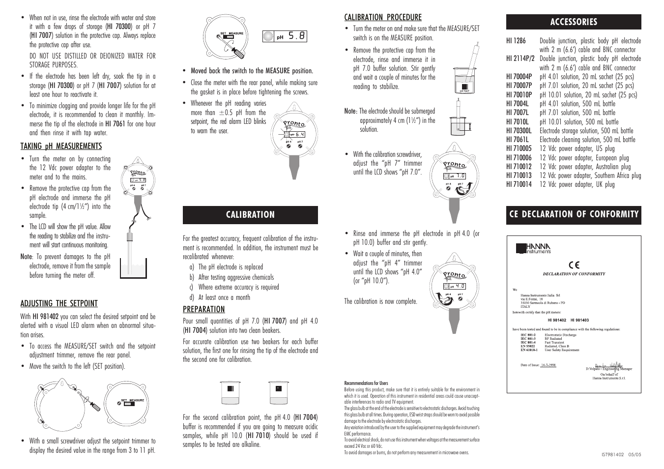 Hanna Instruments HI 981402 User Manual | Page 2 / 2