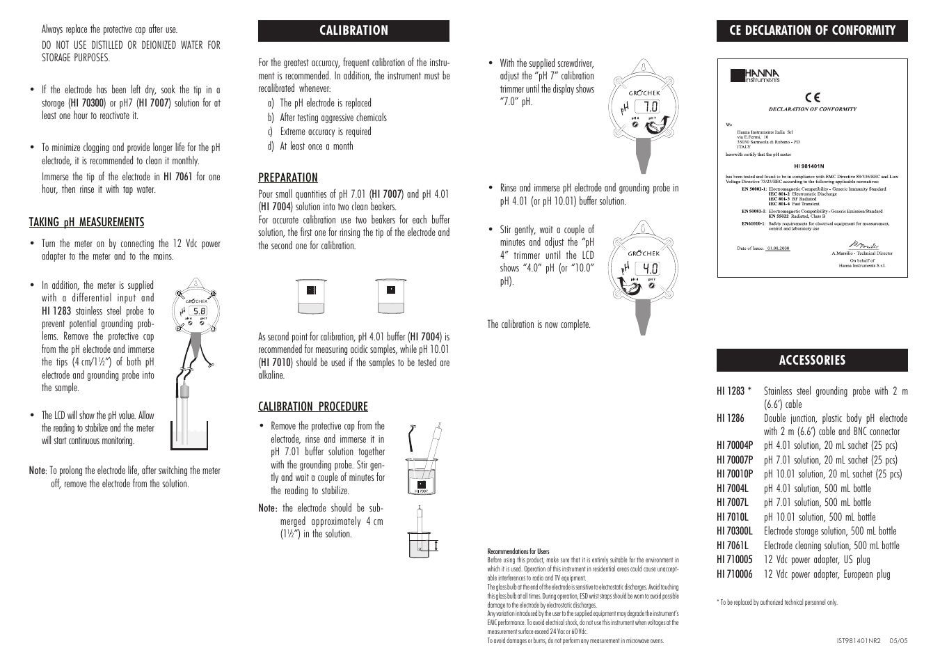 Hanna Instruments HI 981401N User Manual | Page 2 / 2