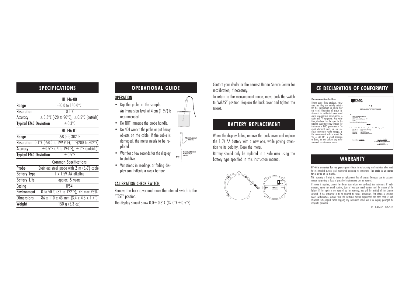 Hanna Instruments HI 146-00 User Manual | Page 2 / 2