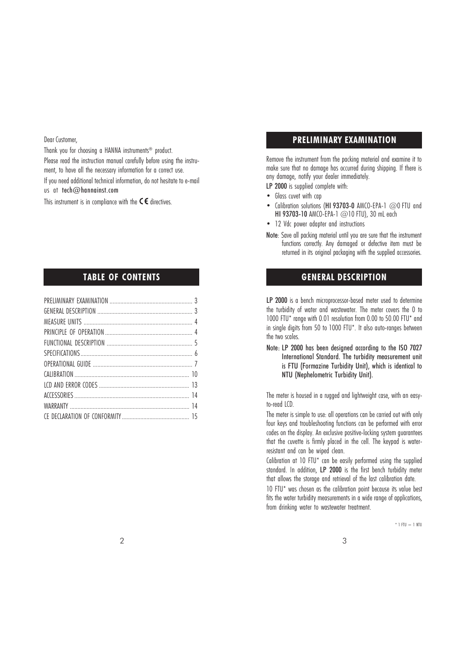 Hanna Instruments LP 2000 User Manual | Page 2 / 9