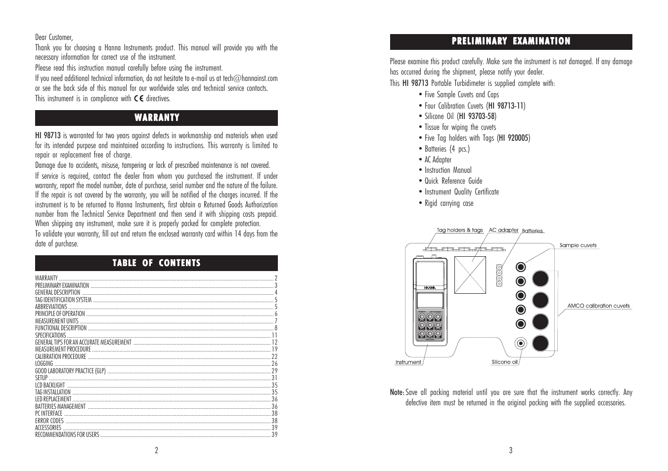 Hanna Instruments HI 98713 User Manual | Page 2 / 21