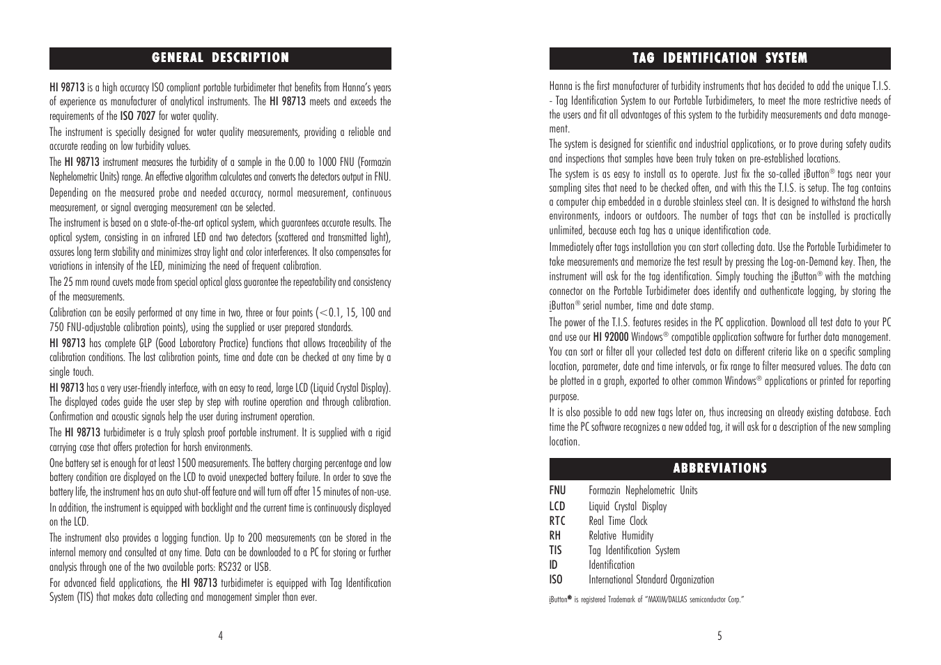 General description | Hanna Instruments HI 98713 User Manual | Page 3 / 21