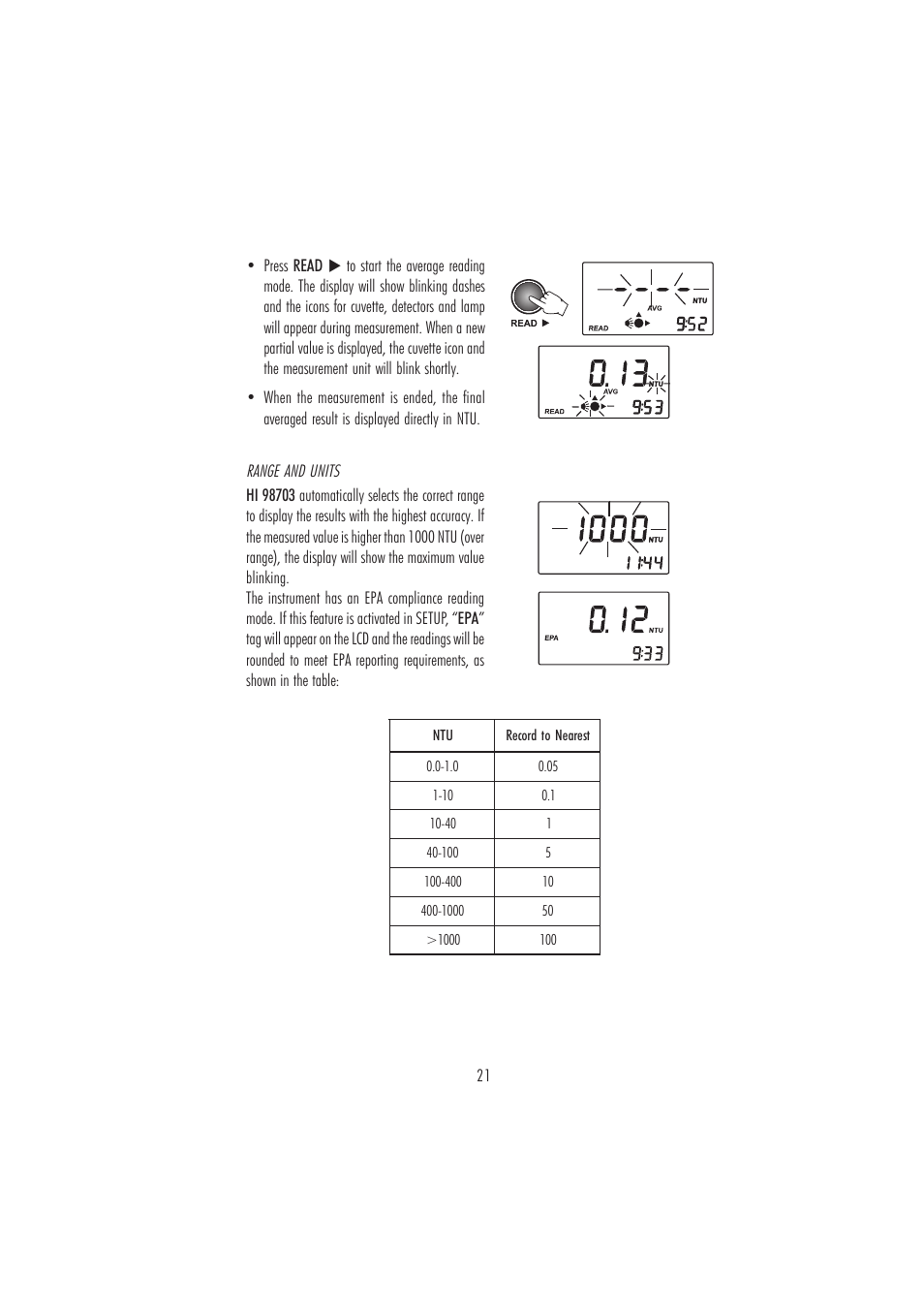 Hanna Instruments HI 98703 User Manual | Page 21 / 40