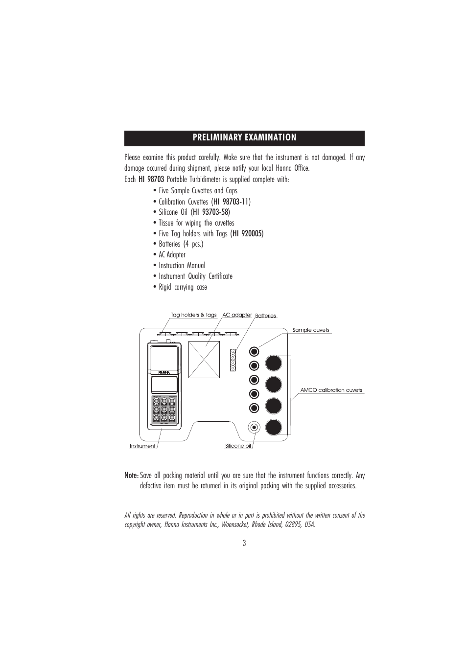 Hanna Instruments HI 98703 User Manual | Page 3 / 40