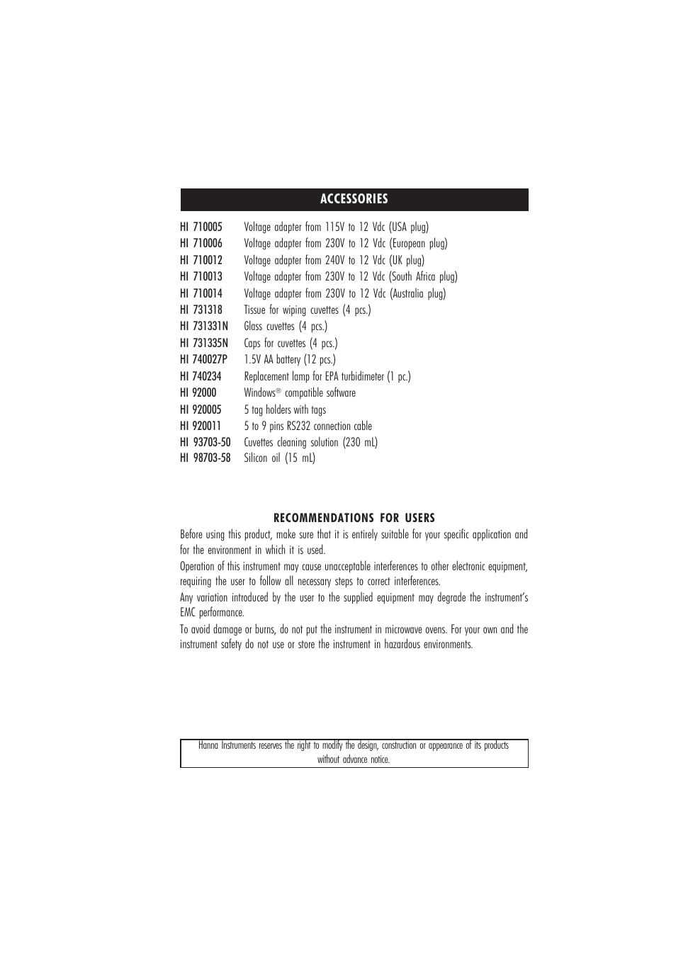 Hanna Instruments HI 98703 User Manual | Page 39 / 40