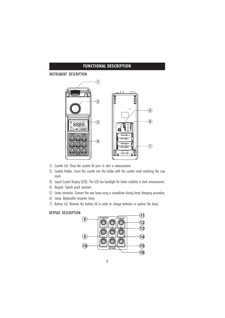 Hanna Instruments HI 98703 User Manual | Page 8 / 40