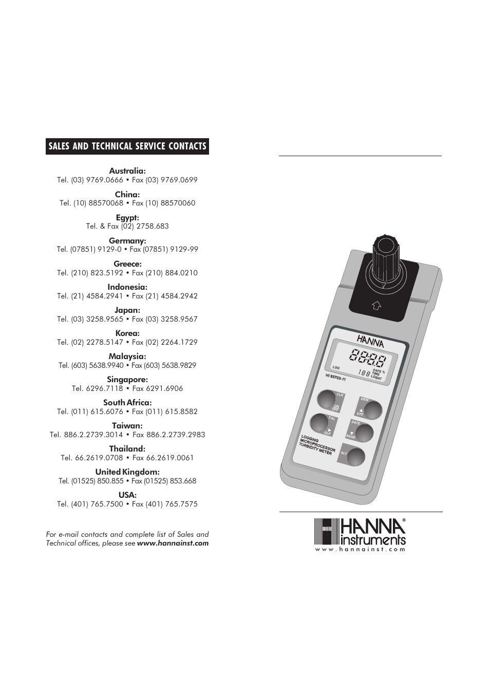 Hanna Instruments HI 93703 User Manual | 12 pages