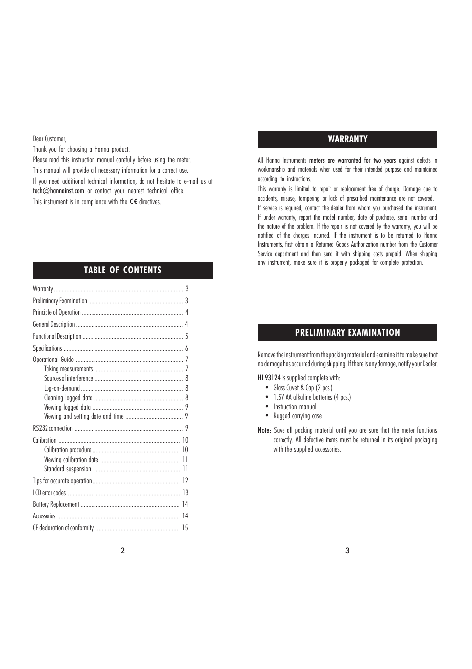 Hanna Instruments HI 93124 User Manual | Page 2 / 9