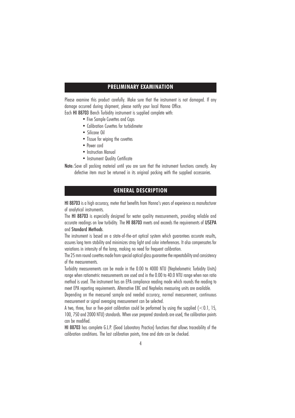 General description | Hanna Instruments HI 88703 User Manual | Page 4 / 32