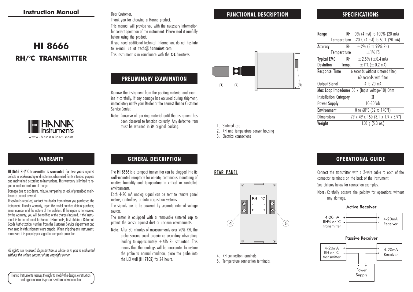Hanna Instruments HI 8666 User Manual | 2 pages