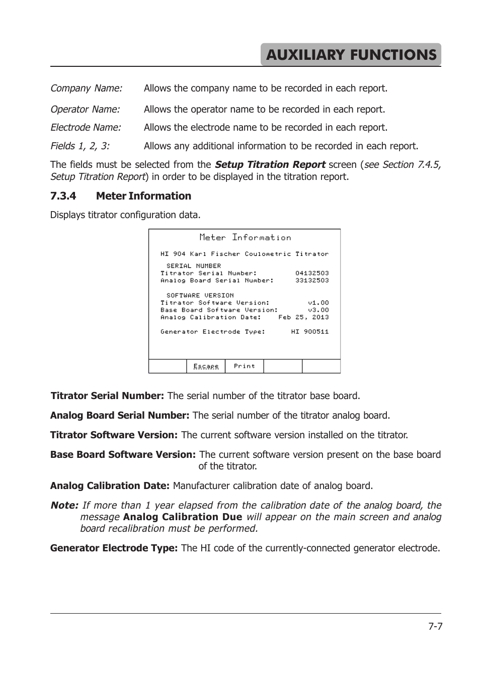 Auxiliary functions | Hanna Instruments HI 904 User Manual | Page 101 / 180