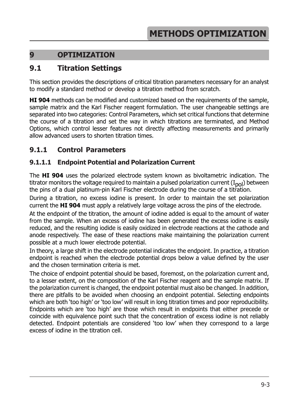 Methods optimization | Hanna Instruments HI 904 User Manual | Page 115 / 180