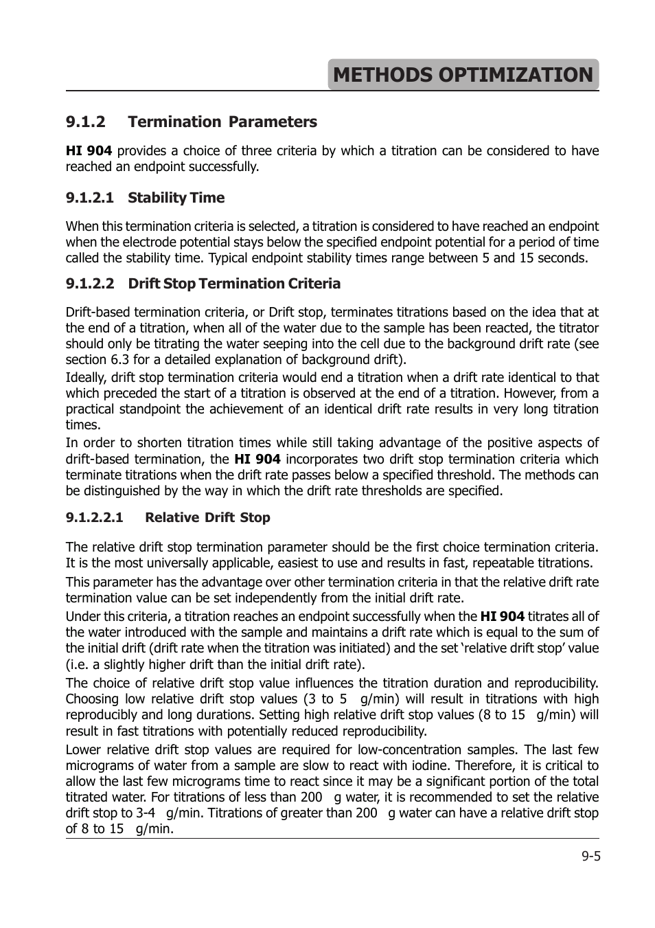Methods optimization | Hanna Instruments HI 904 User Manual | Page 117 / 180
