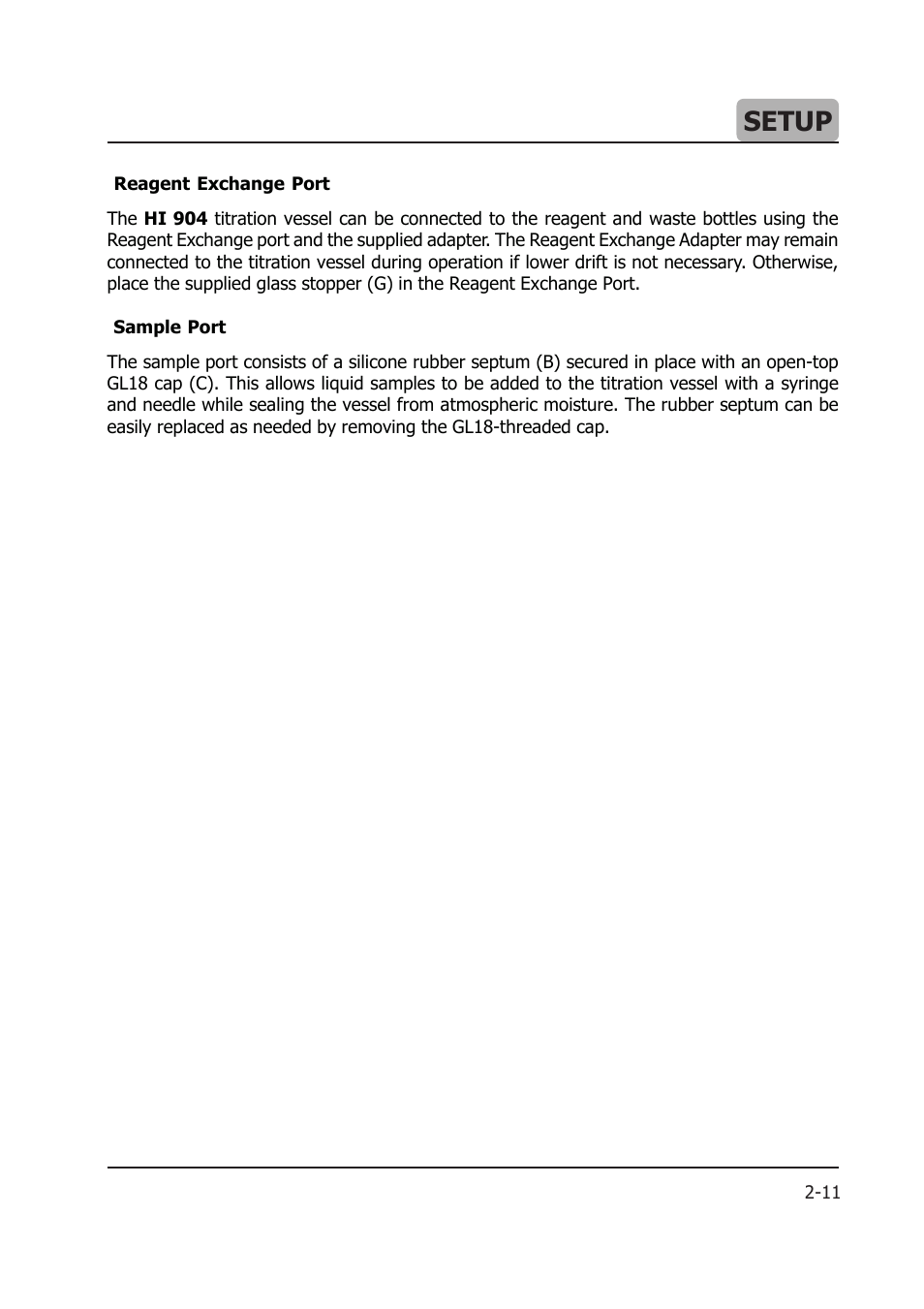 Setup | Hanna Instruments HI 904 User Manual | Page 33 / 180