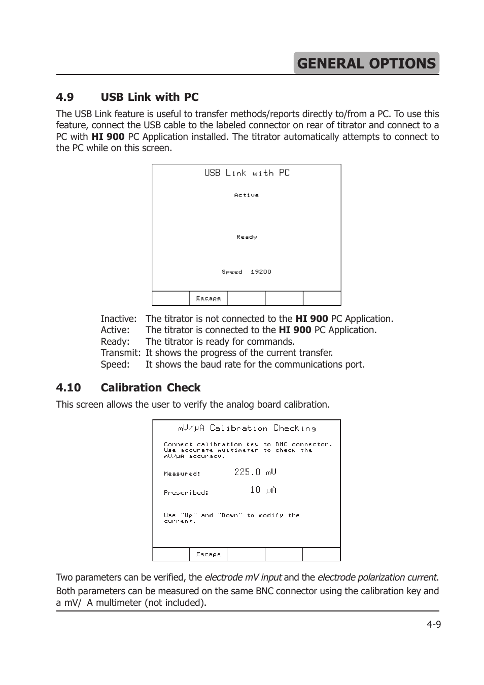 General options | Hanna Instruments HI 904 User Manual | Page 55 / 180