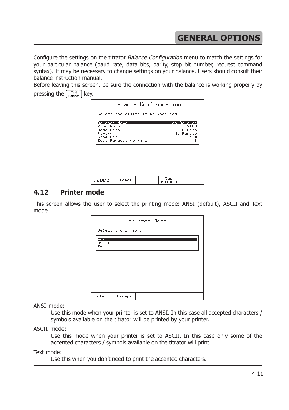 General options | Hanna Instruments HI 904 User Manual | Page 57 / 180