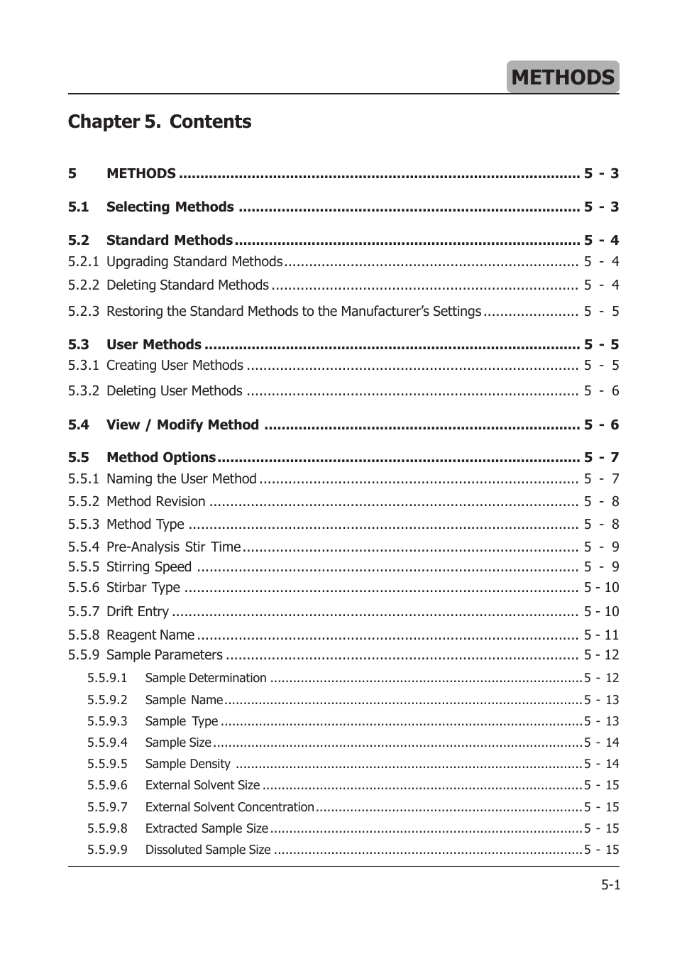 05_methods_2013_08_28.pdf, Methods, Chapter 5. contents | Hanna Instruments HI 904 User Manual | Page 59 / 180