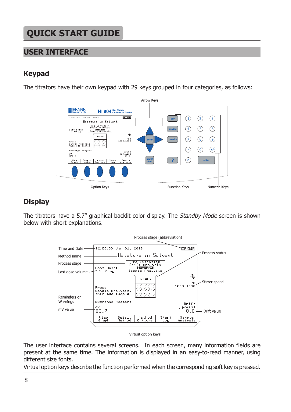 Quick start guide | Hanna Instruments HI 904 User Manual | Page 8 / 180