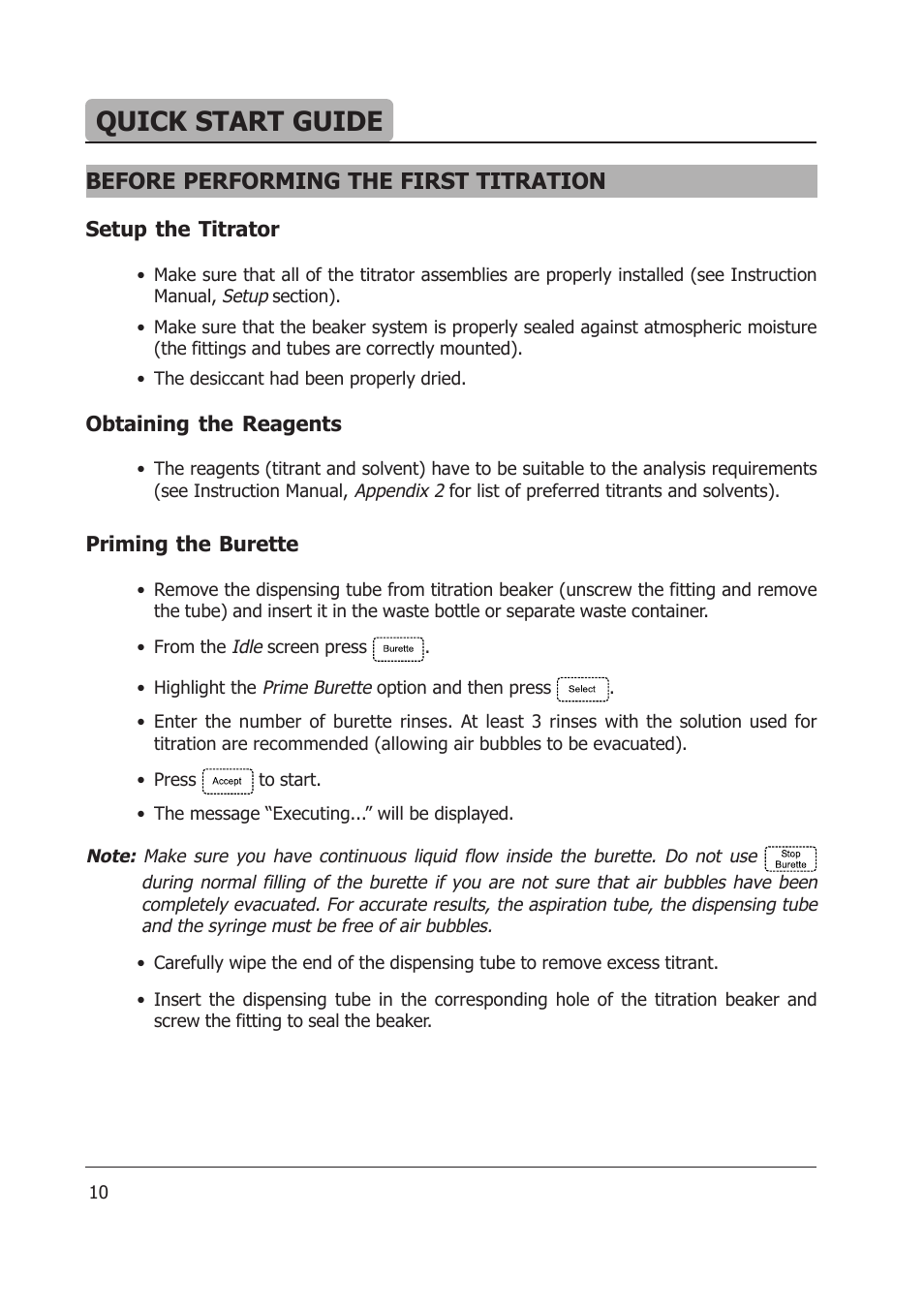 Quick start guide, Before performing the first titration | Hanna Instruments HI 903 User Manual | Page 10 / 222
