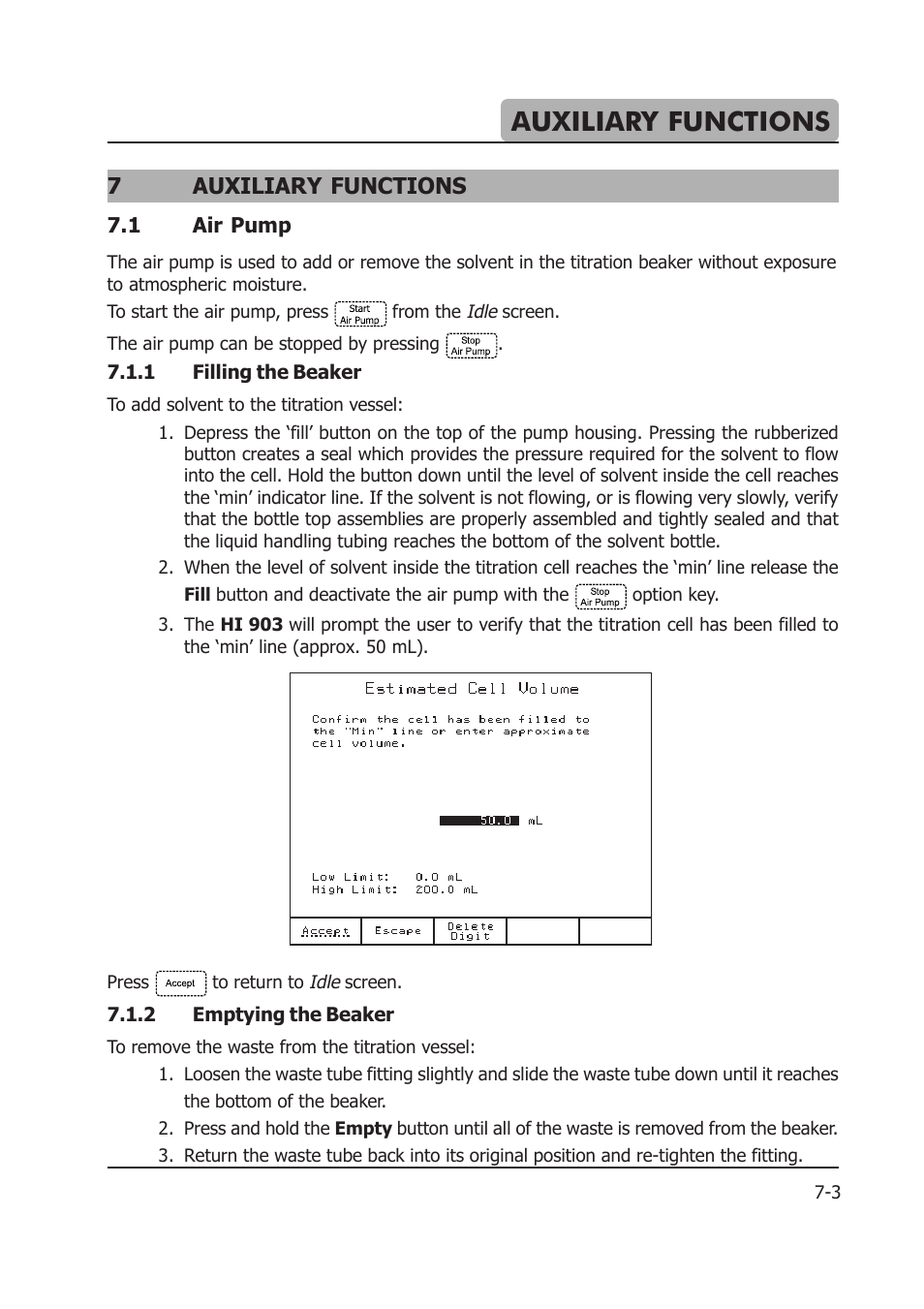Auxiliary functions, 7auxiliary functions | Hanna Instruments HI 903 User Manual | Page 109 / 222