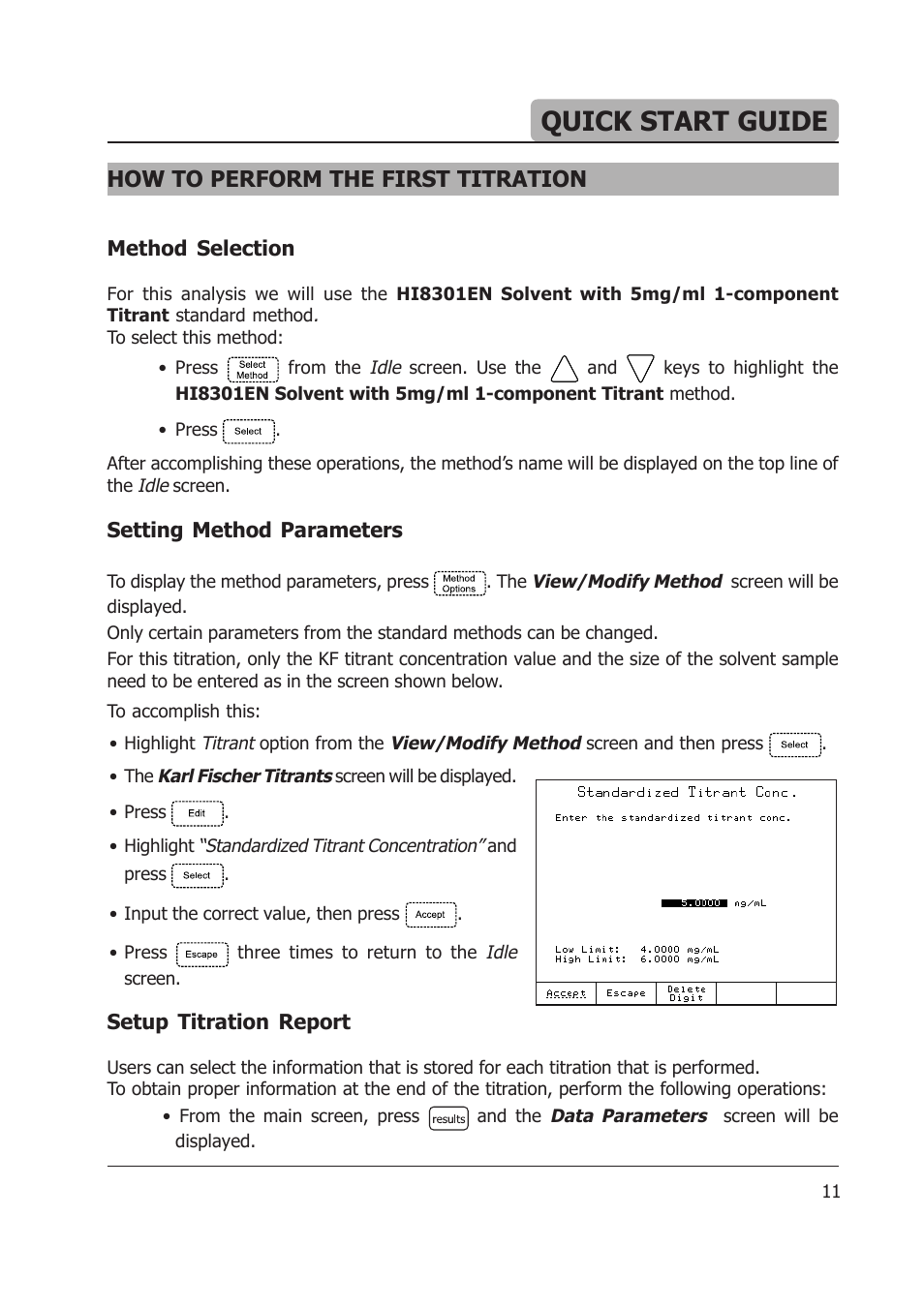 Quick start guide, How to perform the first titration | Hanna Instruments HI 903 User Manual | Page 11 / 222