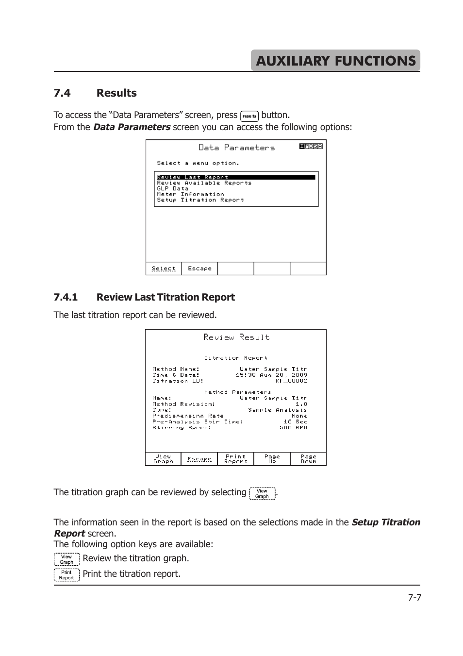 Auxiliary functions | Hanna Instruments HI 903 User Manual | Page 113 / 222