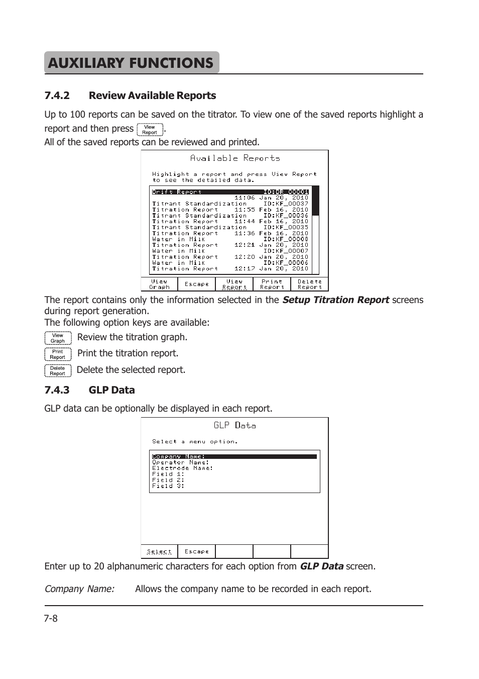 Auxiliary functions | Hanna Instruments HI 903 User Manual | Page 114 / 222