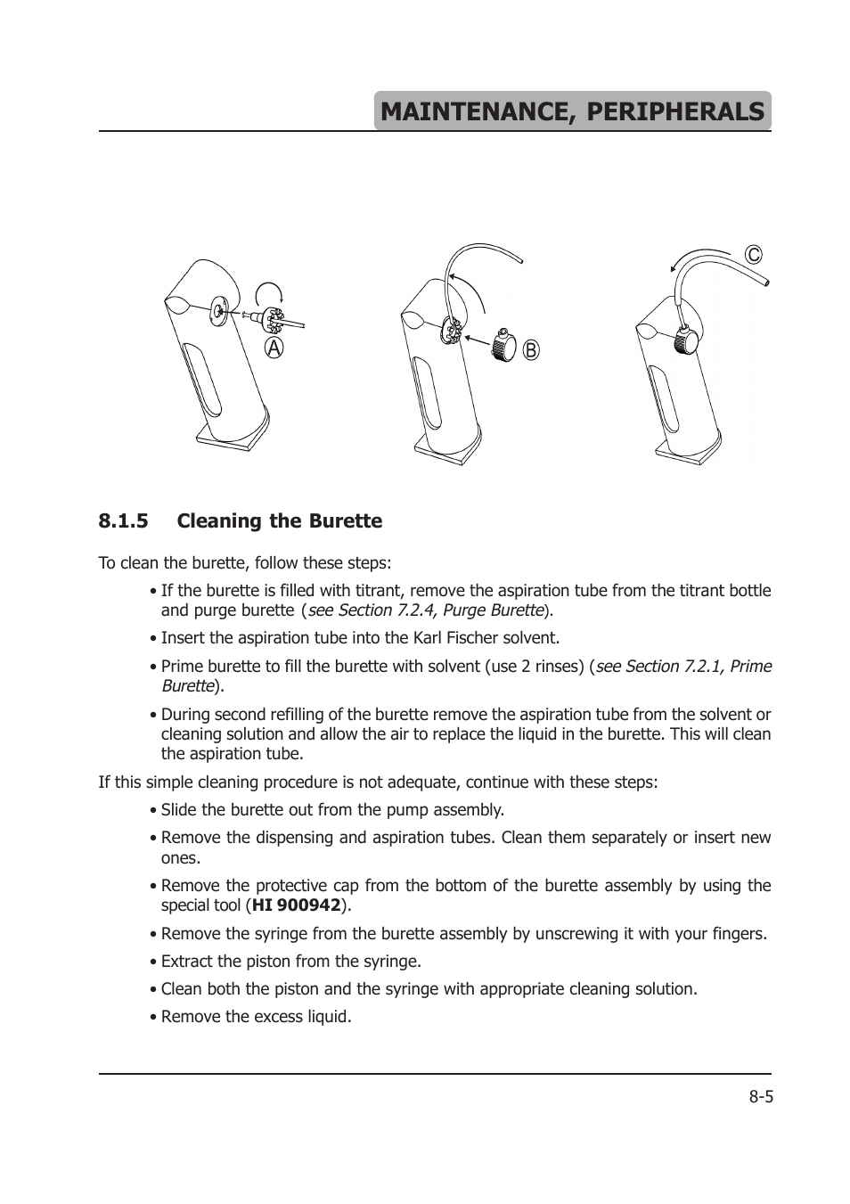 Maintenance, peripherals | Hanna Instruments HI 903 User Manual | Page 121 / 222