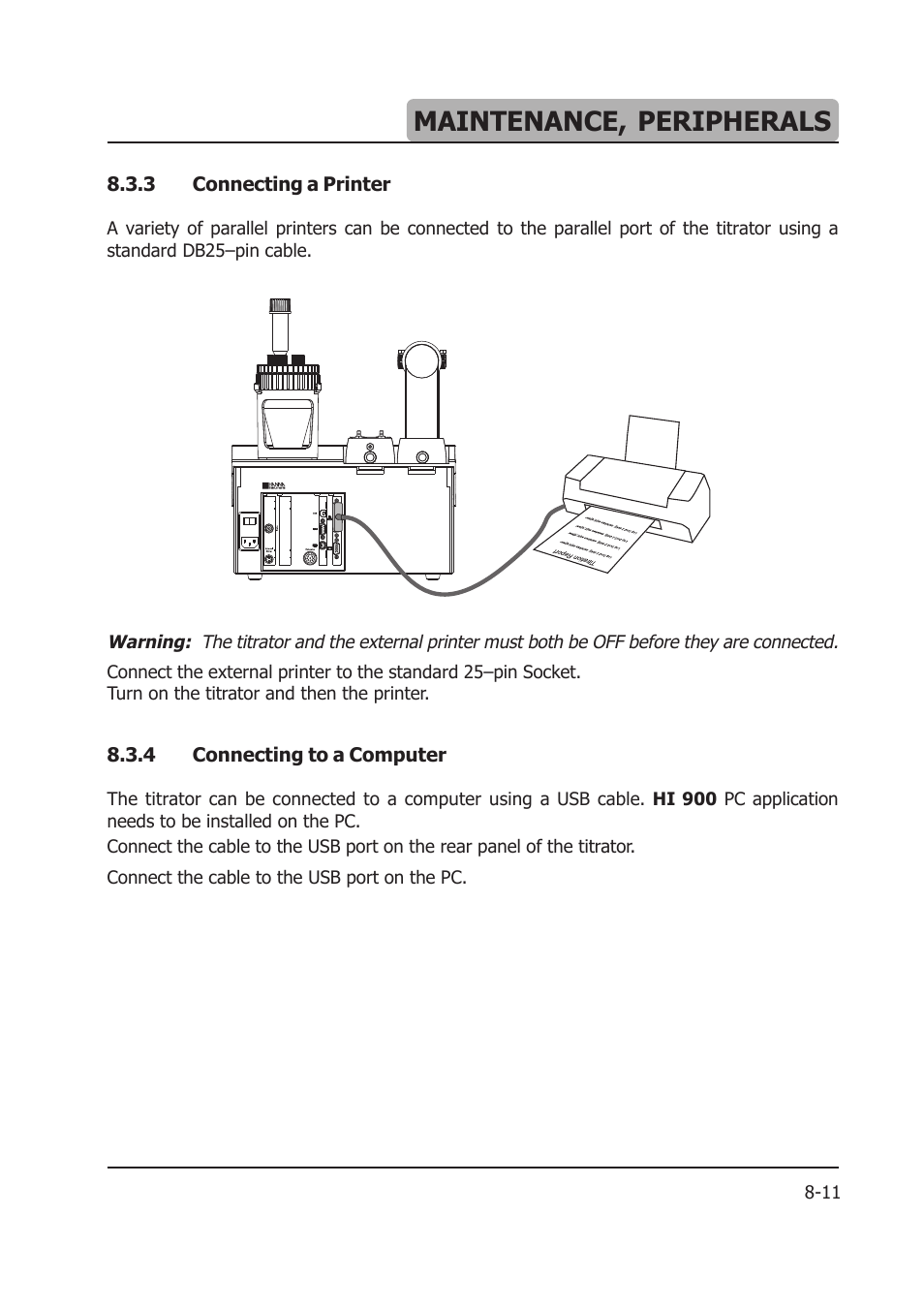 Maintenance, peripherals | Hanna Instruments HI 903 User Manual | Page 127 / 222