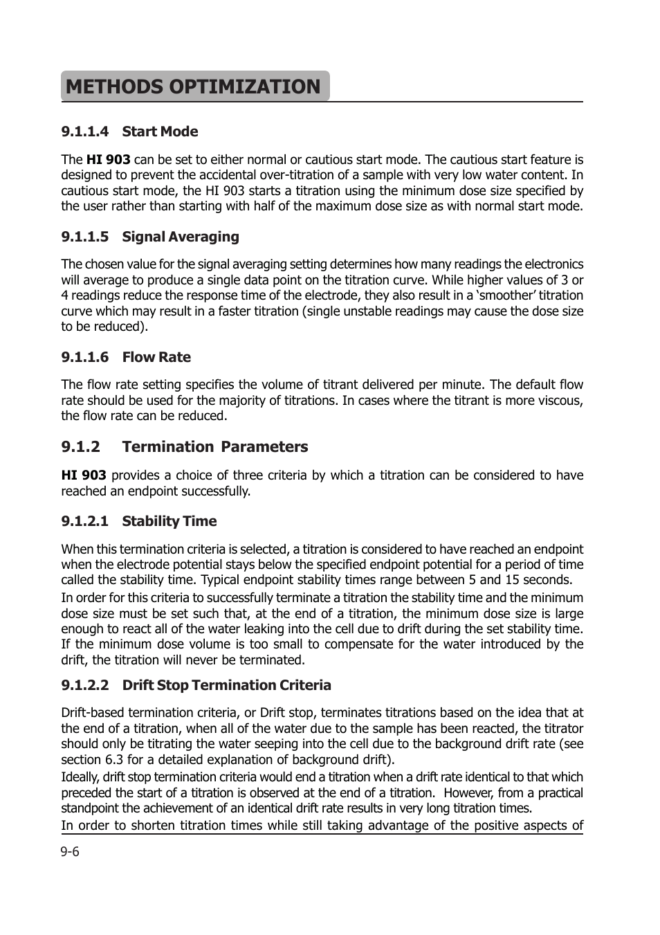 Methods optimization | Hanna Instruments HI 903 User Manual | Page 134 / 222