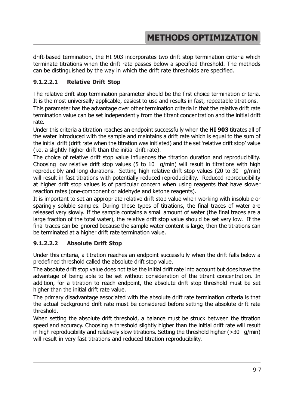 Methods optimization | Hanna Instruments HI 903 User Manual | Page 135 / 222