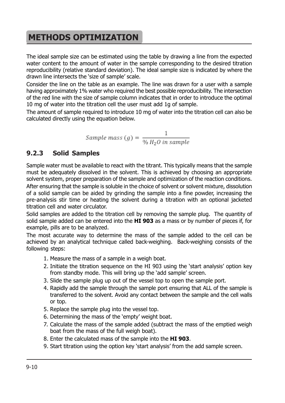 Methods optimization | Hanna Instruments HI 903 User Manual | Page 138 / 222