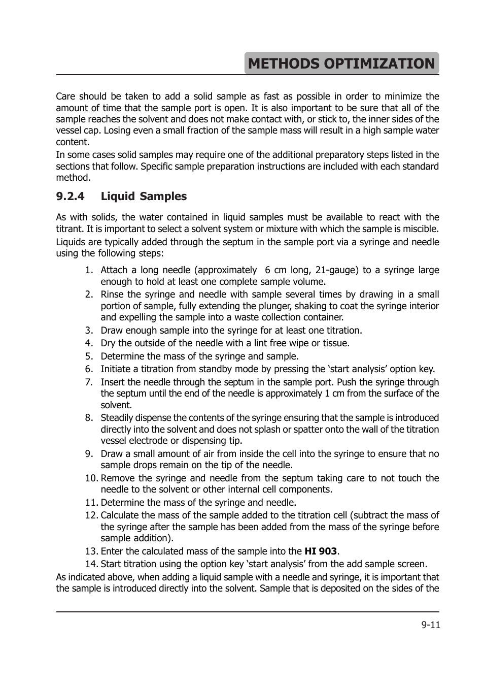 Methods optimization | Hanna Instruments HI 903 User Manual | Page 139 / 222