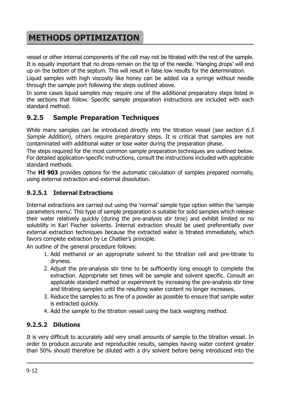 Methods optimization | Hanna Instruments HI 903 User Manual | Page 140 / 222