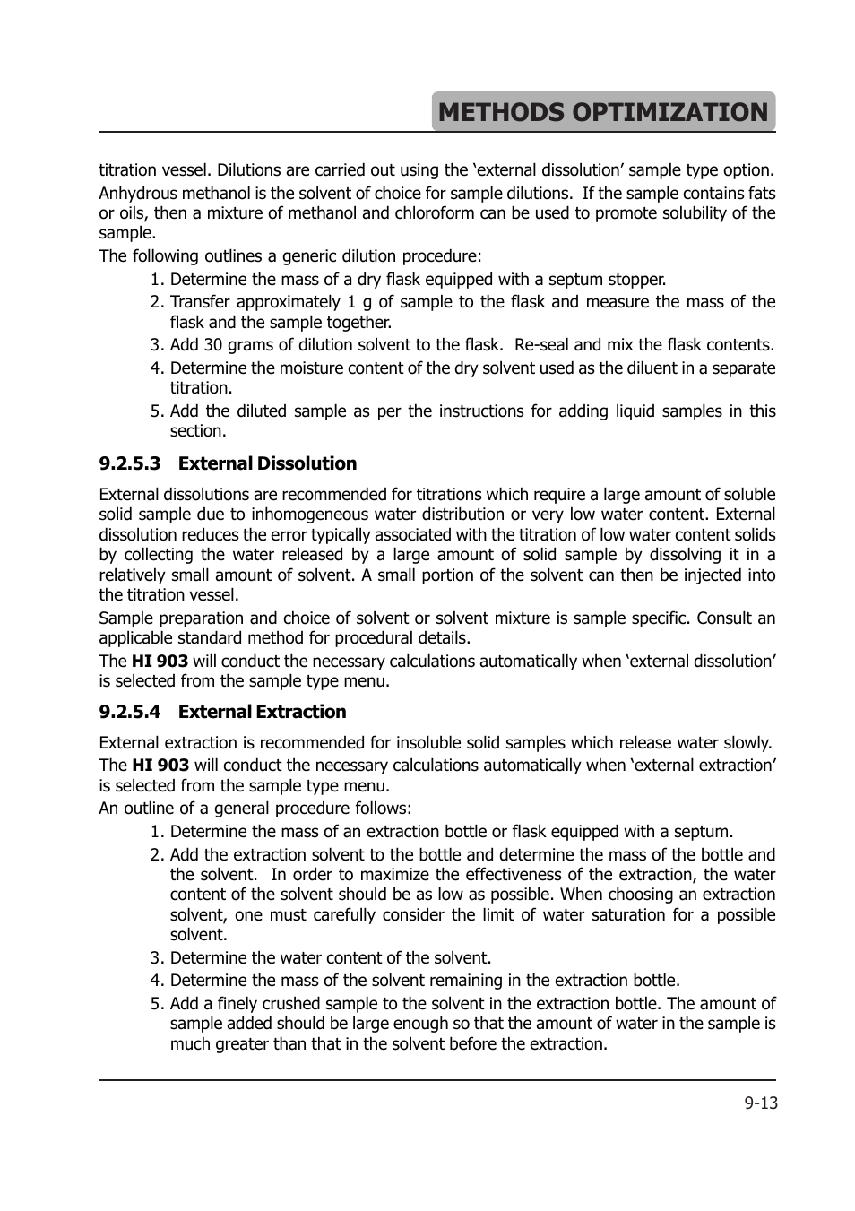 Methods optimization | Hanna Instruments HI 903 User Manual | Page 141 / 222