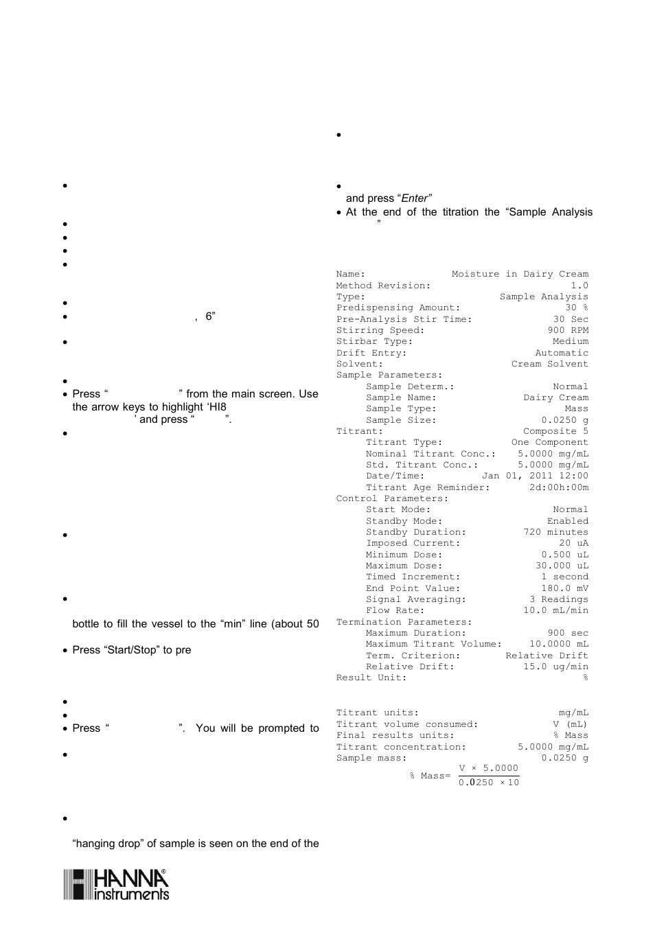 Hi8101en_r0.4, Moisture determination in dairy cream, Method id: hi8101en | Hanna Instruments HI 903 User Manual | Page 171 / 222
