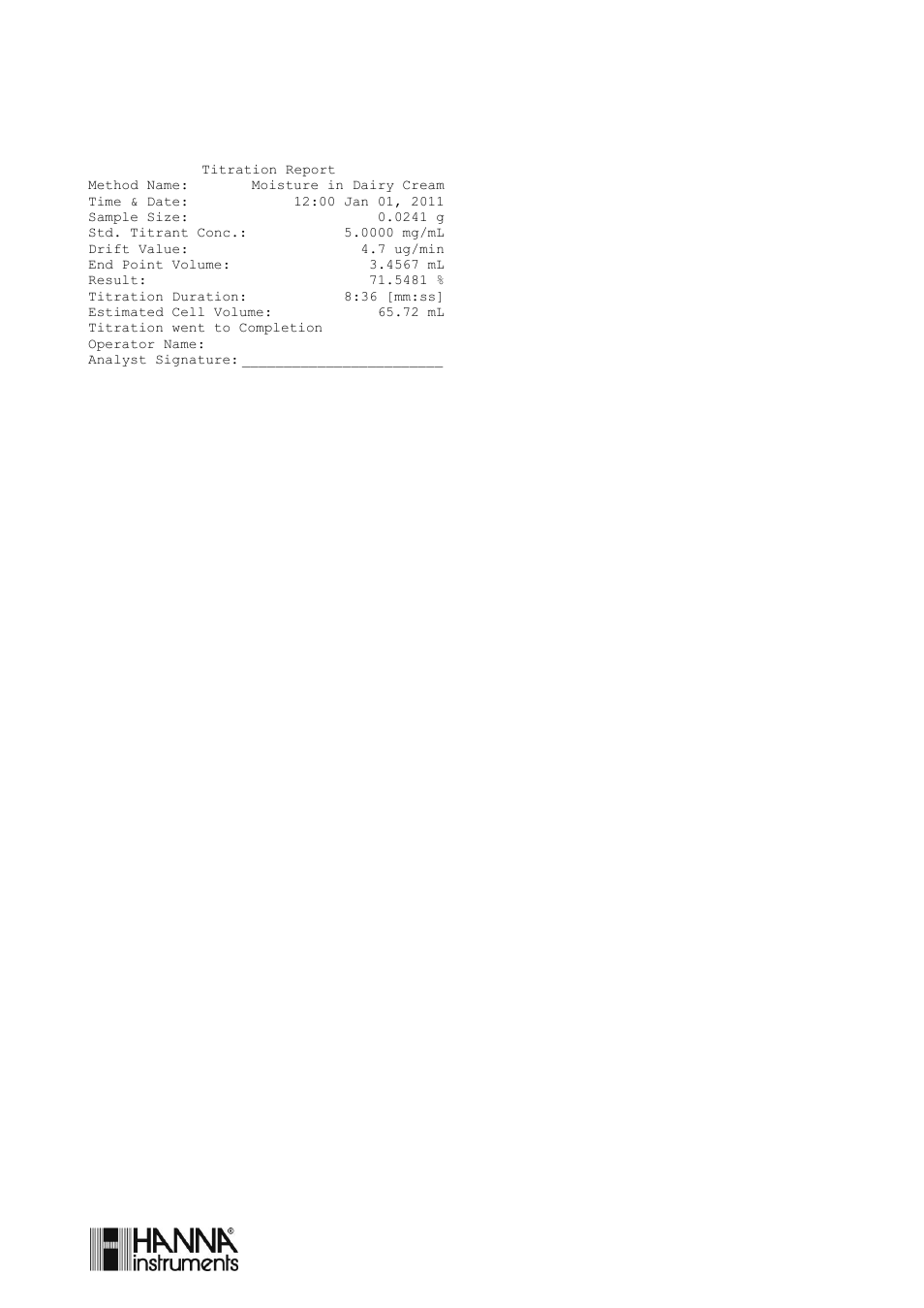 Moisture determination in dairy cream, Method id: hi8101en | Hanna Instruments HI 903 User Manual | Page 172 / 222
