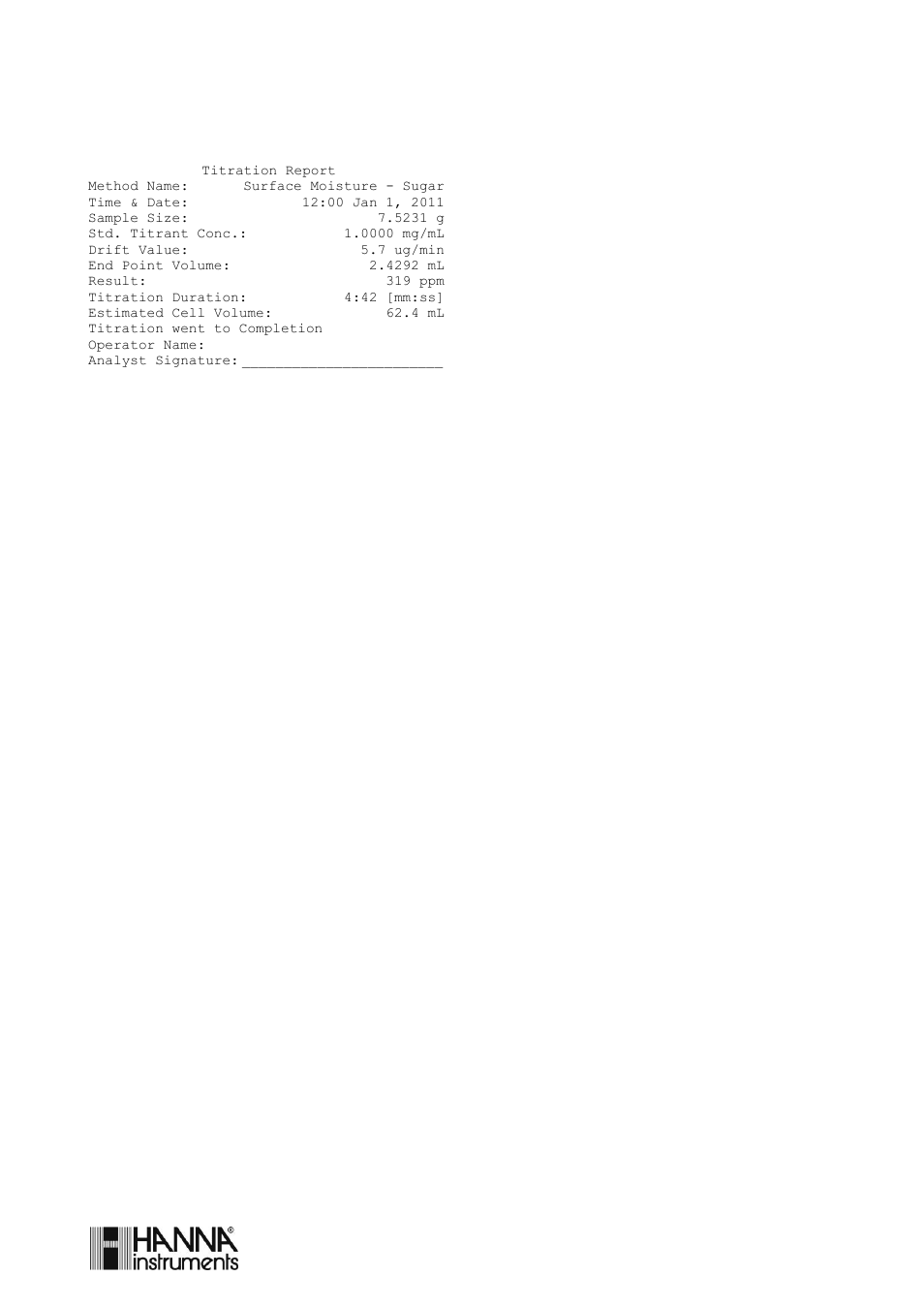 Surface moisture determination on white sugar, Method id: hi8104en | Hanna Instruments HI 903 User Manual | Page 178 / 222