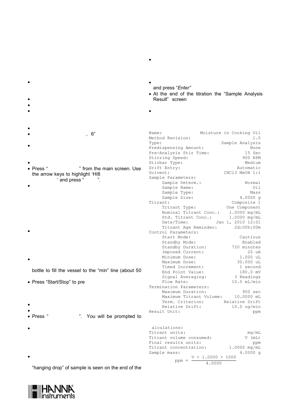 Hi8105en_r0.4, Moisture determination in cooking oil, Method id: hi8105en | Hanna Instruments HI 903 User Manual | Page 179 / 222