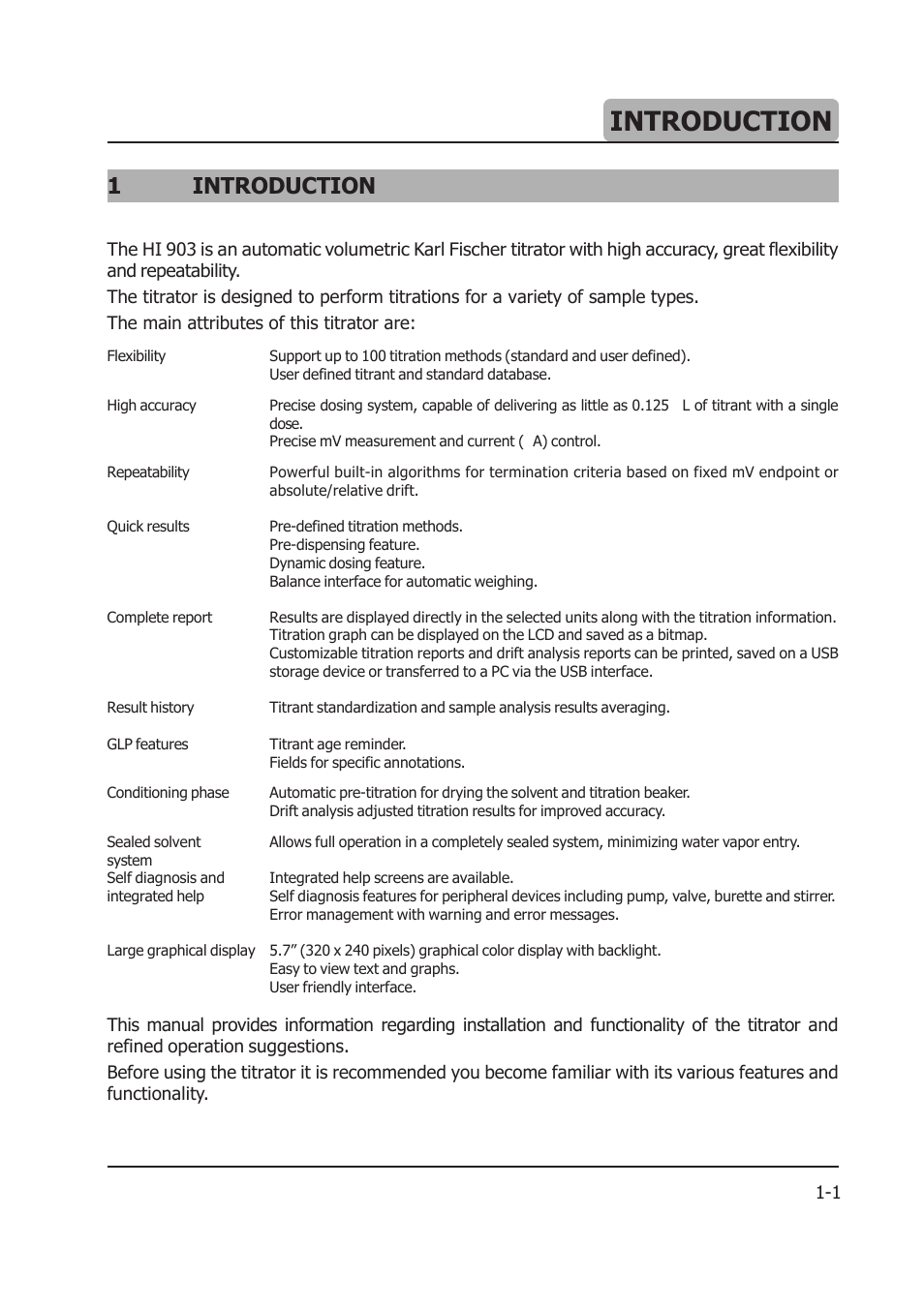 01_introduction_2012_09_05, Introduction, 1introduction | Hanna Instruments HI 903 User Manual | Page 23 / 222