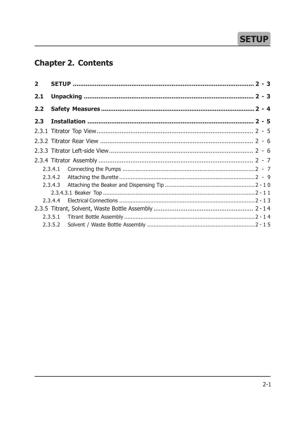 02_setup_2013_10_10, Setup, Chapter 2. contents | Hanna Instruments HI 903 User Manual | Page 25 / 222